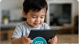 Child using a tablet for a guided learning activity